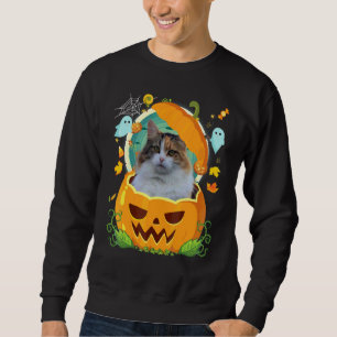 Sweatshirt Joyeux Halloween Citrouille Chat Manx Sorcière Cha