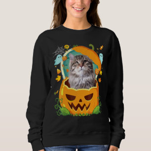 Sweatshirt Joyeux Halloween Citrouille Chat Sibérien Sorcière