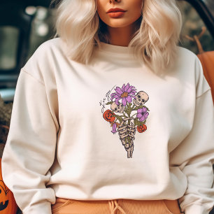 Sweatshirt Joyeux Halloween Citrouille Floral