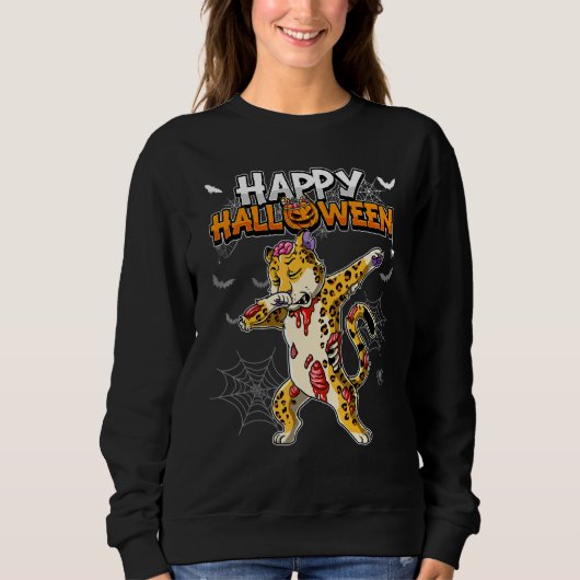 Sweatshirt Joyeux Halloween Léopard Zombie (Devant)