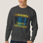 Sweatshirt Joyeux Hanoukka Menorah Blue<br><div class="desc">Joyeux Hanoukka Menorah Blue</div>