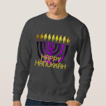 Sweatshirt Joyeux Hanoukka Menorah Purple<br><div class="desc">Joyeux Hanoukka Menorah Purple</div>