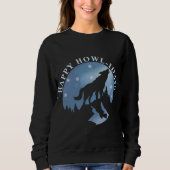Sweatshirt Joyeux Howlidays avec Howling Wolf et Moon (Devant)