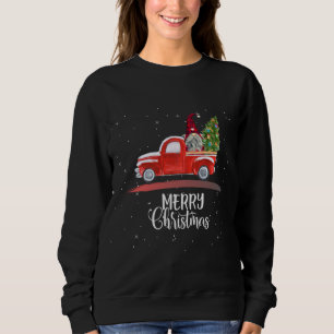 Sweatshirt Joyeux Jardin de Noël Gnome Camion Rouge