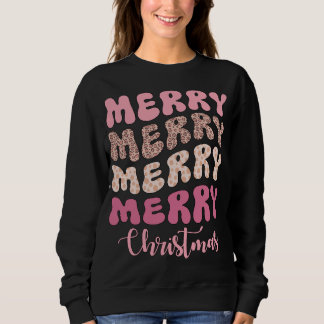 Sweatshirt Joyeux Joyeux Joyeux Joyeux Noël Léopard rose Supe