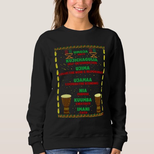 Sweatshirt Joyeux Kwanzaa Sept Principes De Kwanzaa Afrique H (Devant)