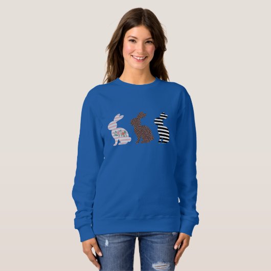 Sweatshirt Joyeux lapin de lapin léopard de Pâques (Devant entier)