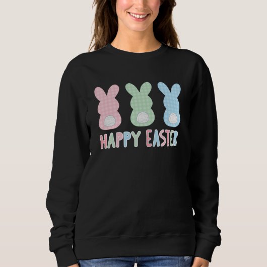 Sweatshirt Joyeux Lapin Plaid Pâques Multicolor Lapin Pâques (Devant)