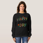 Sweatshirt Joyeux léopard Shamrock de la St Patrick’s Day (Devant entier)