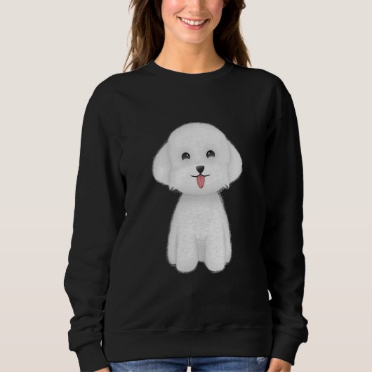 Sweatshirt Joyeux mignon chien blanc (Devant)