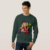 Sweatshirt Joyeux Noël à l'éléphant de caricature rétro (Devant entier)
