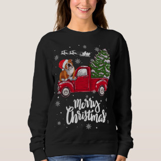 Sweatshirt Joyeux Noël Anglais Chien de taureaux Père Noël Re