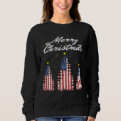 Sweatshirt Joyeux Noël Arbre drapeau américain (Devant)