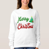 Sweatshirt Joyeux Noël Arbre rouge vert script (Devant)