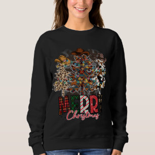 Sweatshirt Joyeux Noël Arbres Western Cowboy Buffalo Plaid