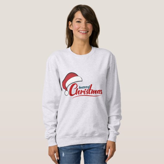 Sweatshirt Joyeux Noël avec Santa Hat (Devant entier)