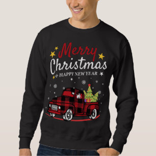 Sweatshirt Joyeux Noël Buffalo Camion Snowman Tree Red Pla