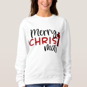 Sweatshirt Joyeux Noël Buffalo Plaid Religieux Chrétien