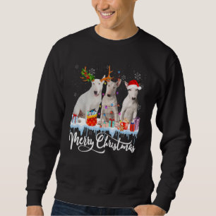 Sweatshirt Joyeux Noël Bull Terrier Chien Santa Lumière Renne