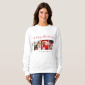 Sweatshirt Joyeux Noël calligraphie texte blanc (Devant entier)