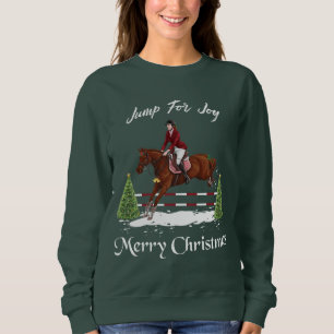 Sweatshirt Joyeux Noël, cheval sautant anglais équestre