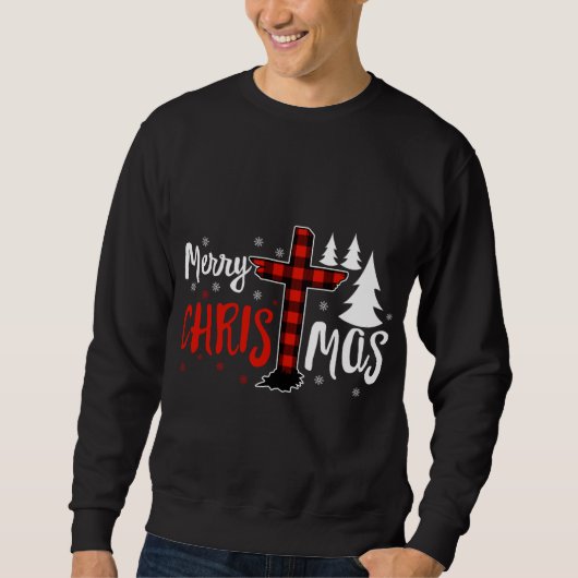 Sweatshirt Joyeux Noël Chrétiens Buffalo Plaid (Devant)