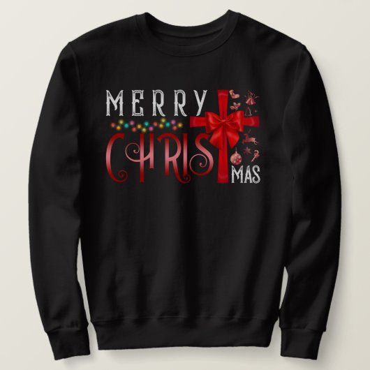 Sweatshirt Joyeux Noël Croix chrétienne Religieux (Design devant)