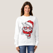 Sweatshirt Joyeux Noël de chat blanc mignon (Devant entier)