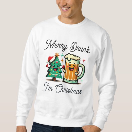 Sweatshirt Joyeux Noël Drôle Ivre (Devant)