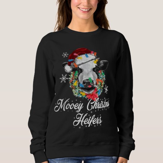 Sweatshirt Joyeux Noël Heifers Buffalo Plaid Farm Animaux (Devant)