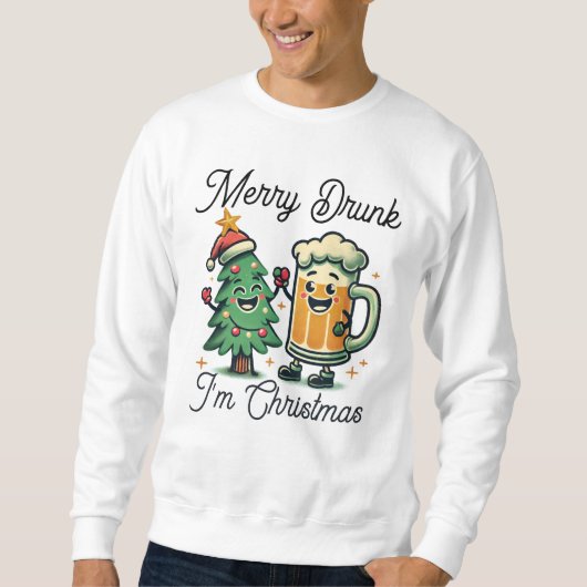 Sweatshirt Joyeux Noël ivre drôle (Devant)