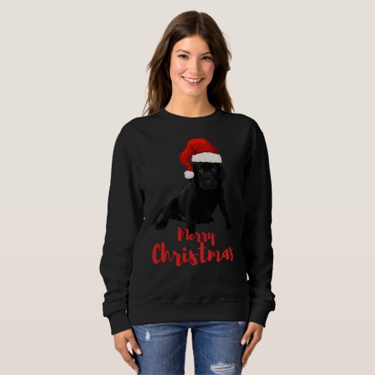 Sweatshirt Joyeux Noël Labrador Black Labrador (Devant entier)