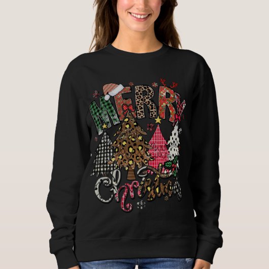 Sweatshirt Joyeux Noël Leopard Buffalo Red Plaid (Devant)