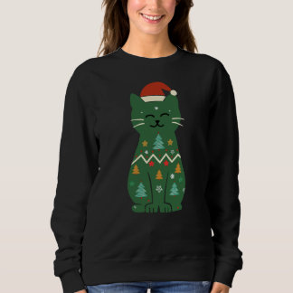 Sweatshirt Joyeux Noël Lumières Xmas Chat Noir