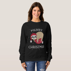 Sweatshirt Joyeux Noël mignonne Sloth Funny Père Noël femmes