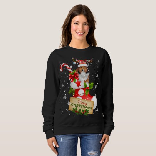 Sweatshirt Joyeux Noël Noël Lumières Père Noël Reindeer Shelt (Devant entier)