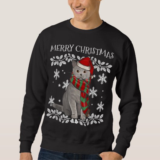 Sweatshirt Joyeux Noël Ornement British Shorthair Cat Xma (Devant)