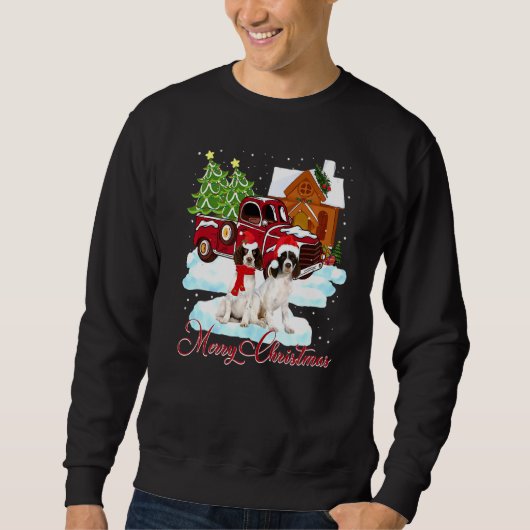 Sweatshirt Joyeux Noël Père Noël Anglais Springer Spaniel Chi (Devant)