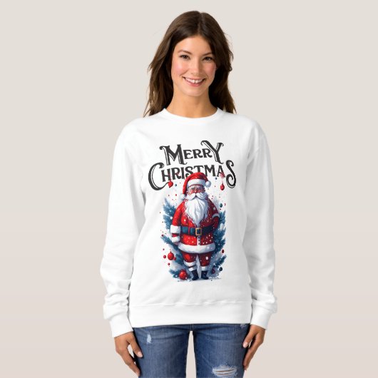 Sweatshirt Joyeux Noël Père Noël Pyjama (Devant entier)