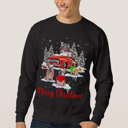 Sweatshirt Joyeux Noël Père Noël Reindeer Bulldog Avec Red Tr (Devant)
