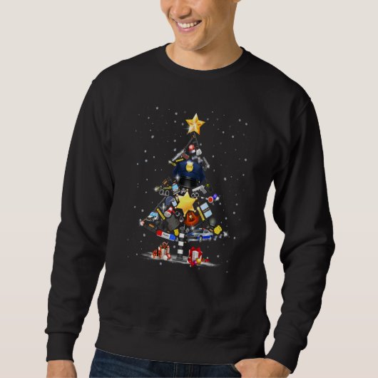 Sweatshirt Joyeux Noël Police Joyeux Noël Arbre Officier de p (Devant)