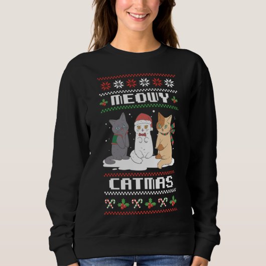 Sweatshirt Joyeux Noël pour Amoureux des chats Chat Pajama xm (Devant)
