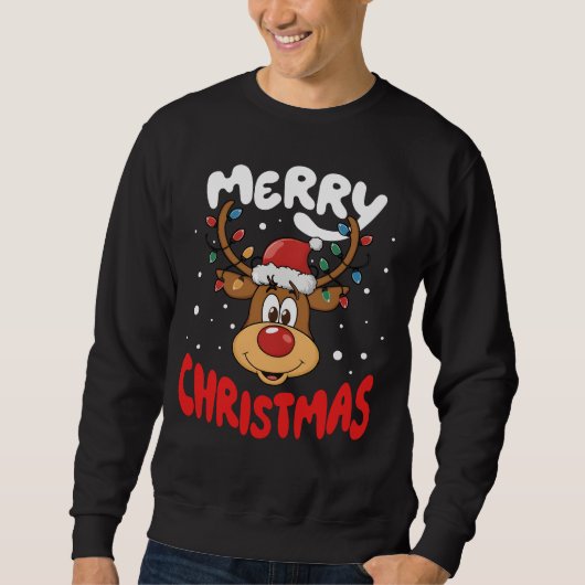 Sweatshirt Joyeux Noël Reindeer Femmes Hommes Funny Famille (Devant)