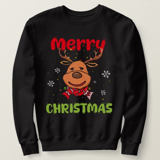 Sweatshirt Joyeux Noël Reindeer Femmes Hommes Funny Famille (Design devant)