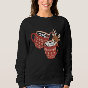 Sweatshirt Joyeux Noël Renne Mignon Famille Noël Café