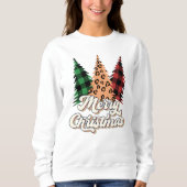 Sweatshirt Joyeux Noël Rétro Arbres de Noël (Devant)