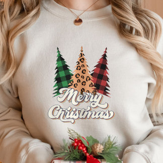 Sweatshirt Joyeux Noël Rétro Arbres de Noël