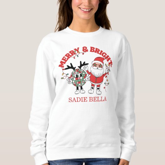 Sweatshirt Joyeux Noël Rétro Et Lumineux (Devant)