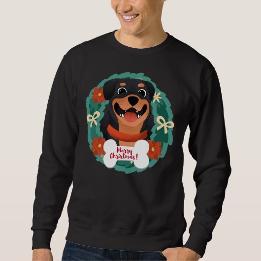 Sweatshirt Joyeux Noël Rottweiler (Devant)