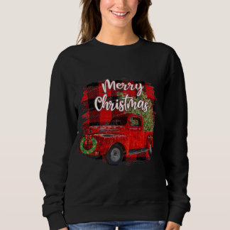 Sweatshirt Joyeux Noël Rouge Camion Buffalo Plaid Noël